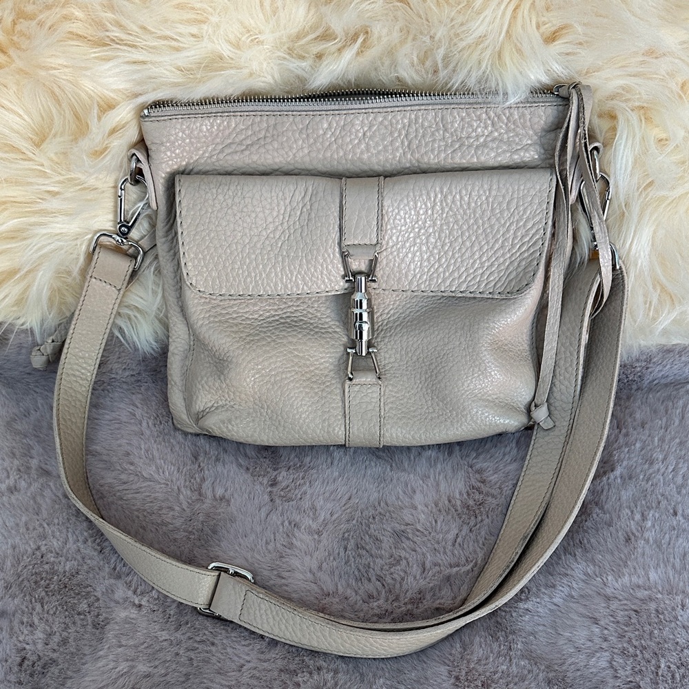 Roots Canada genuine Leather Taupe Leather Crossbody Bag